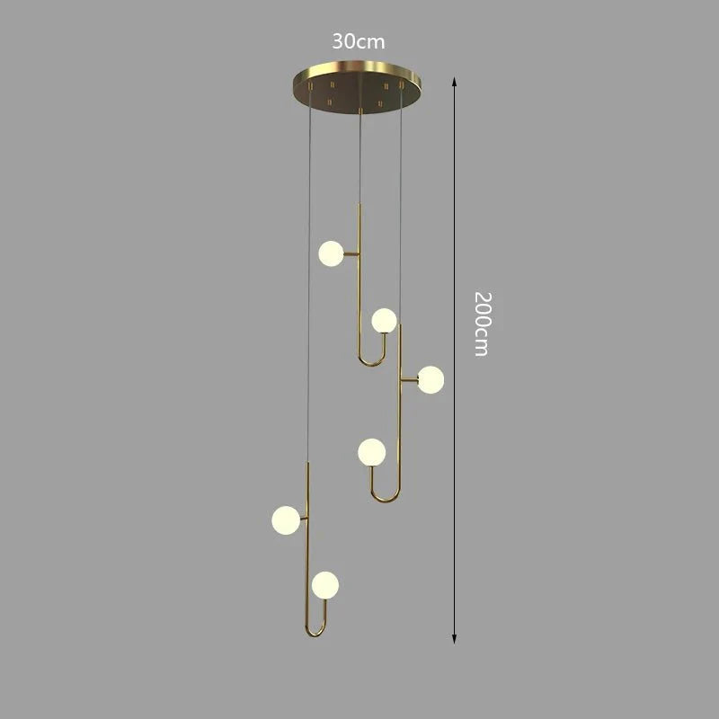 Modern Luxury Spiral Staircase LED Ceiling Chandelier
