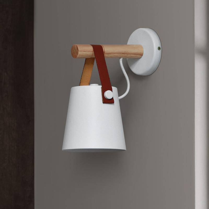 Wooden LED Wall Sconce with Hanging Shade