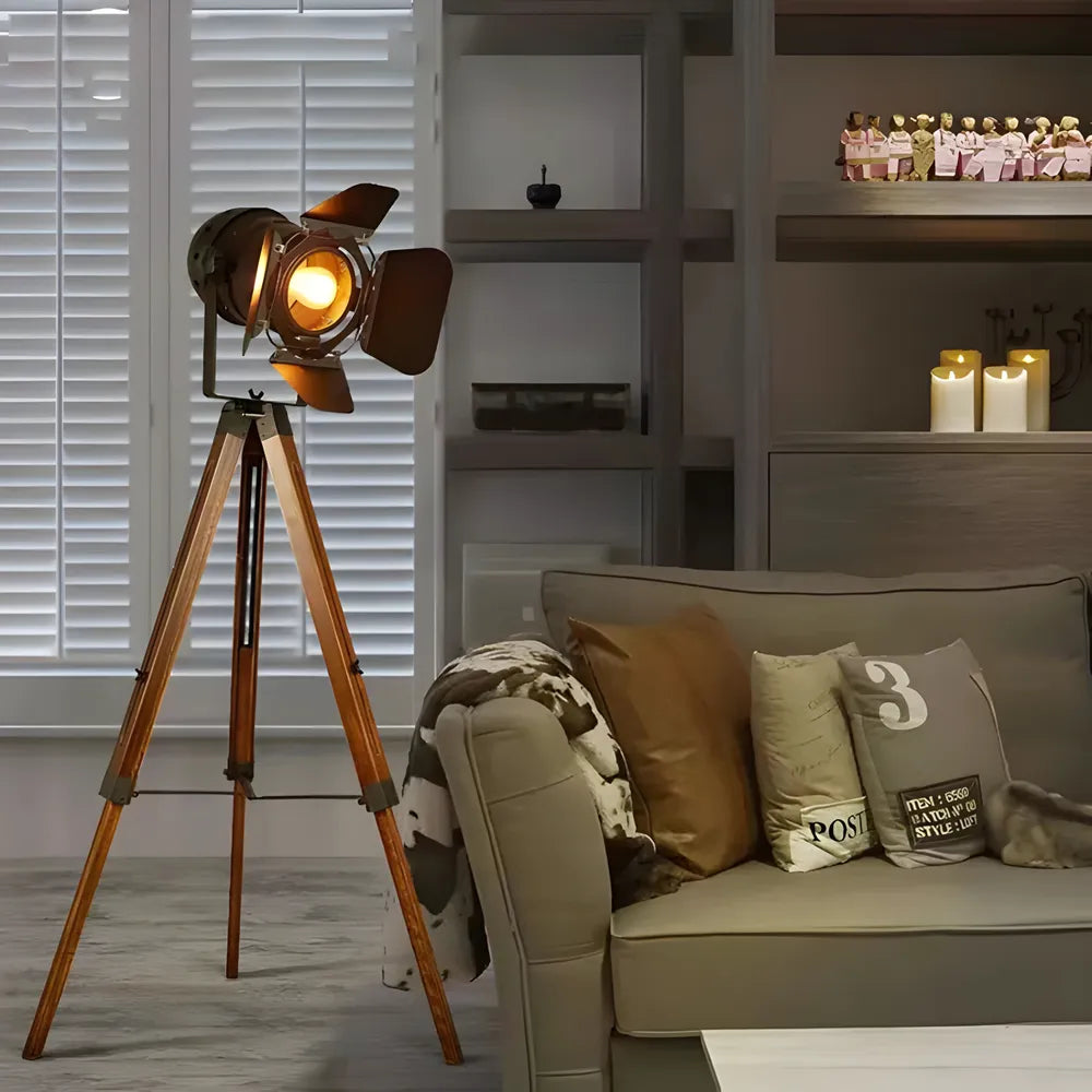Rustic Vintage Industrial Floor Lamp for Living Room & Office