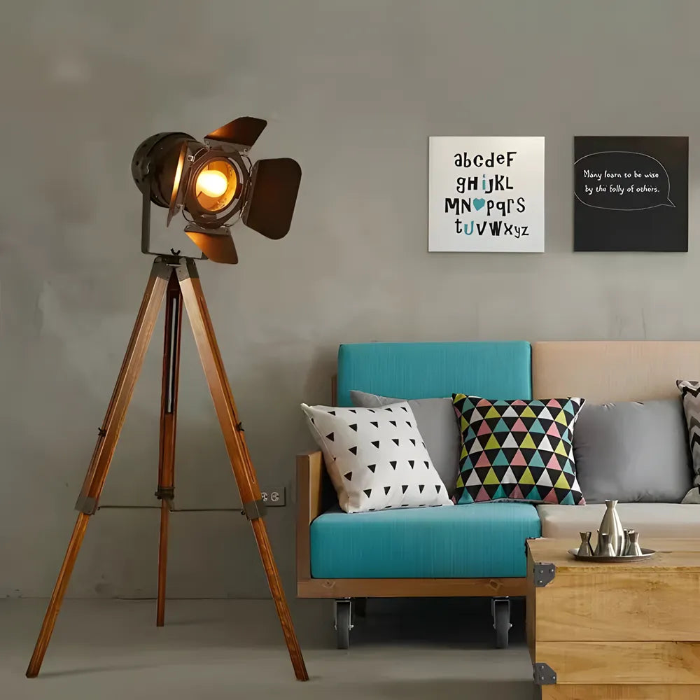 Rustic Vintage Industrial Floor Lamp for Living Room & Office