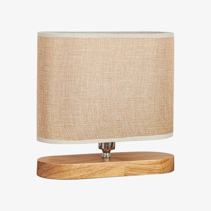 Wooden Nightstand Lamp with Oval Fabric Shade