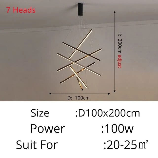 Solana LED Chandelier with Illuminated Metal Strips