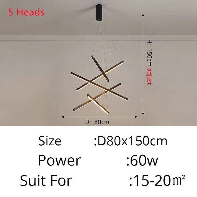 Solana LED Chandelier with Illuminated Metal Strips