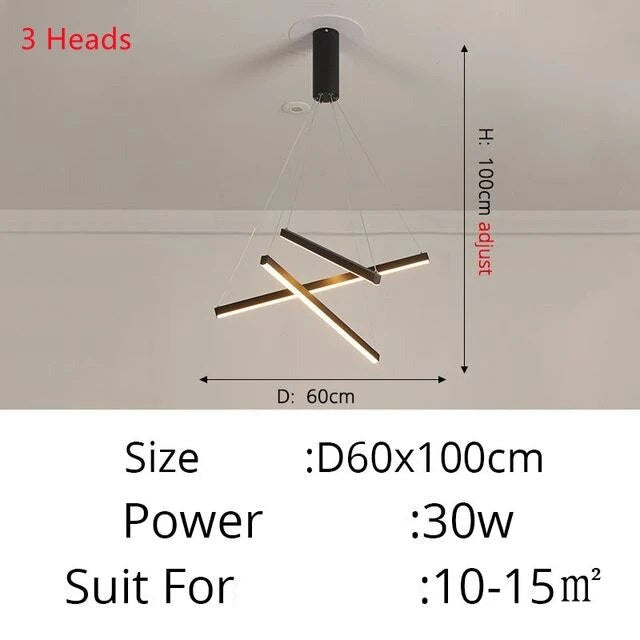 Solana LED Chandelier with Illuminated Metal Strips