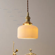 Vintage Brass Pendant Light with Ceramic Shade Kali