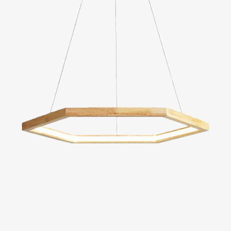Hexagonal Wood LED Pendant Light