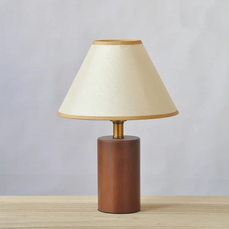 ZK50 Vintage Pleated Table Lamp - Wood Desk Lighting for Students