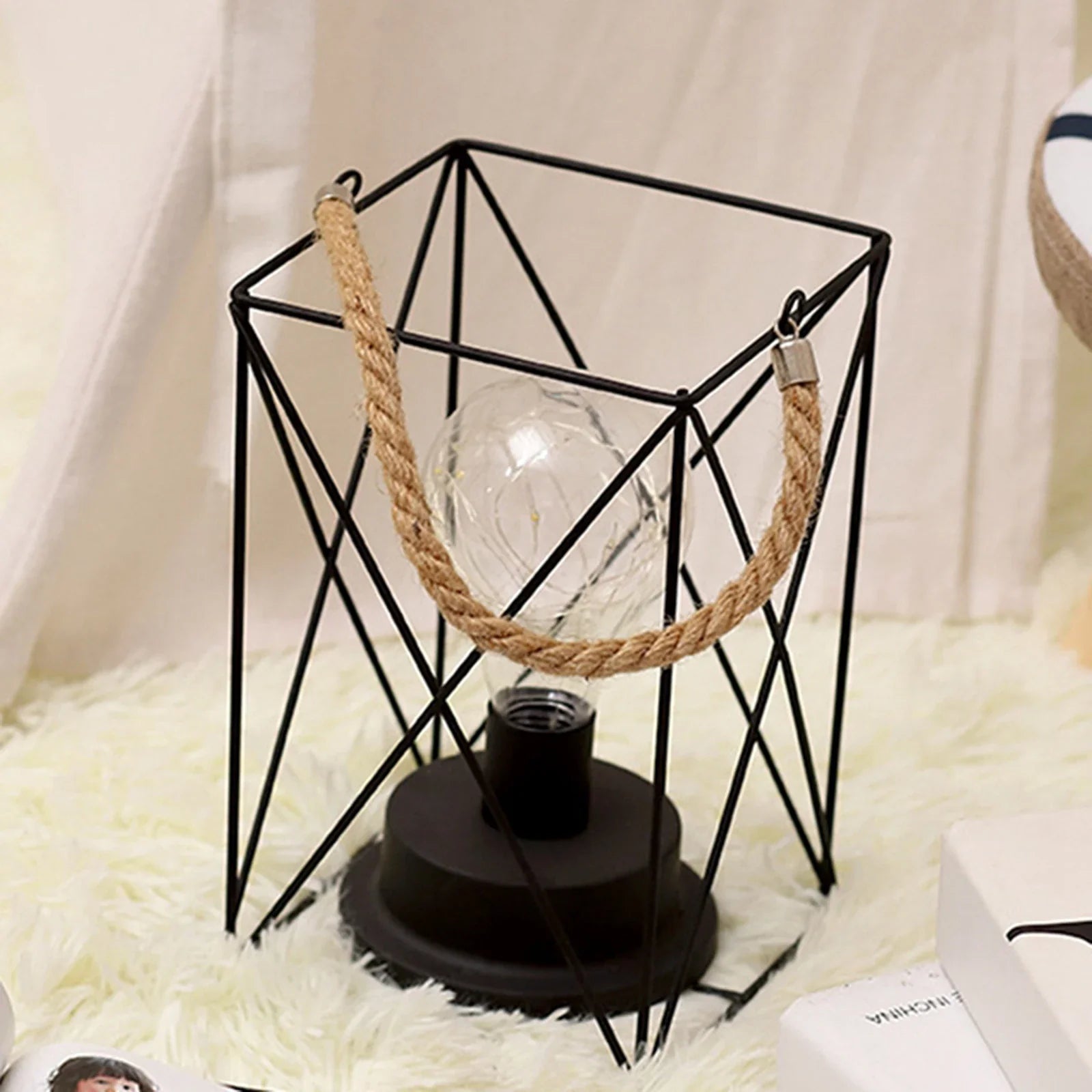 Vintage Wrought Iron Table Lamp for Reading & Night Light