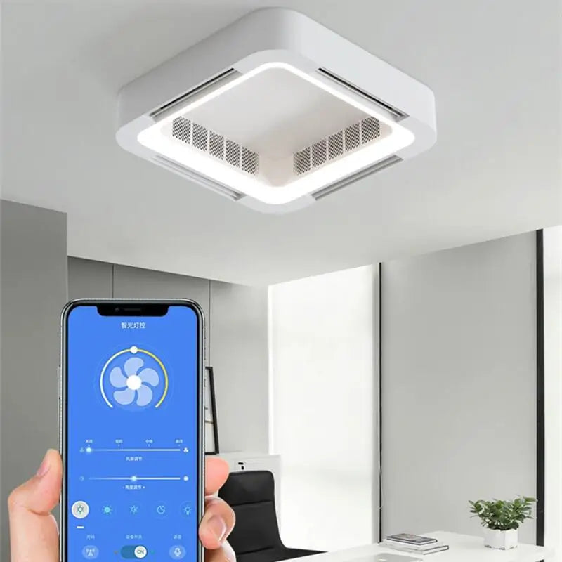 Smart White Square Ceiling Fan with App Control