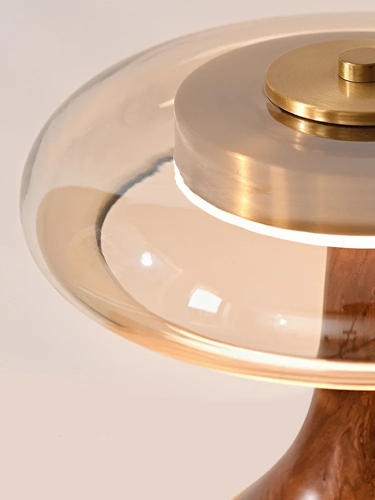 Retro Wooden and Glass Desk Lamp for Elegant Interiors