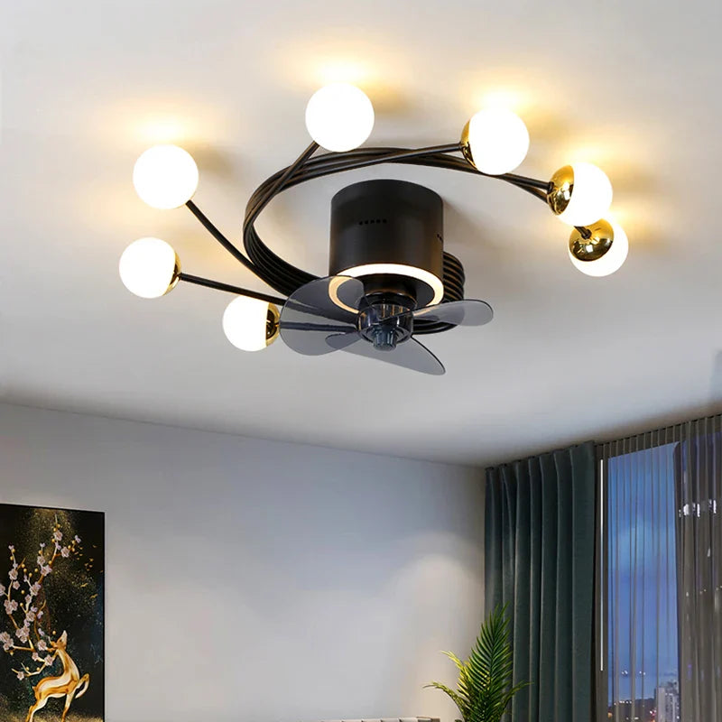 Industrial Ceiling Fan with LED Glass Light