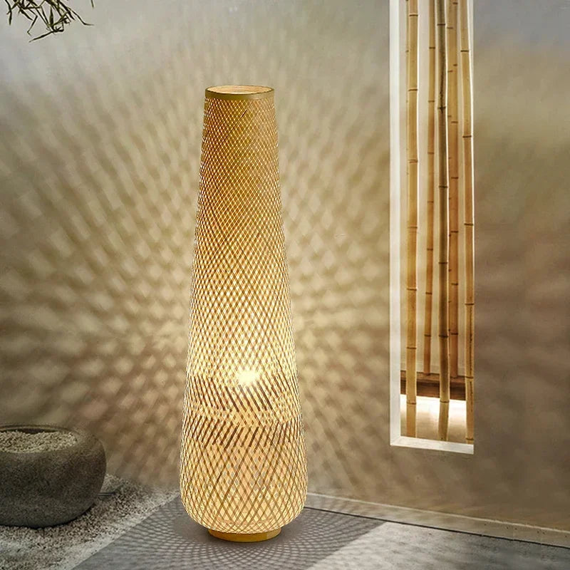 Zen Japanese Bamboo Floor Lamp for Indoor Decor