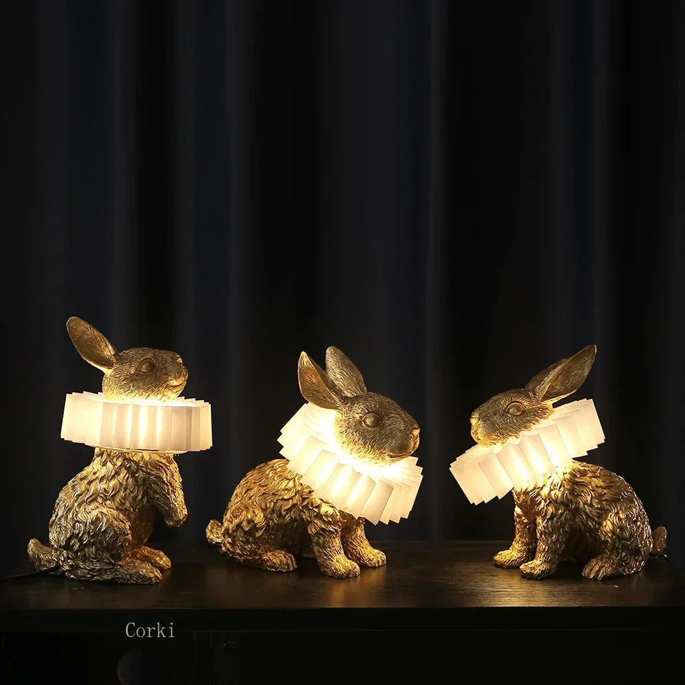 Modern Nordic Decorative Resin Rabbit Bedside Lamp