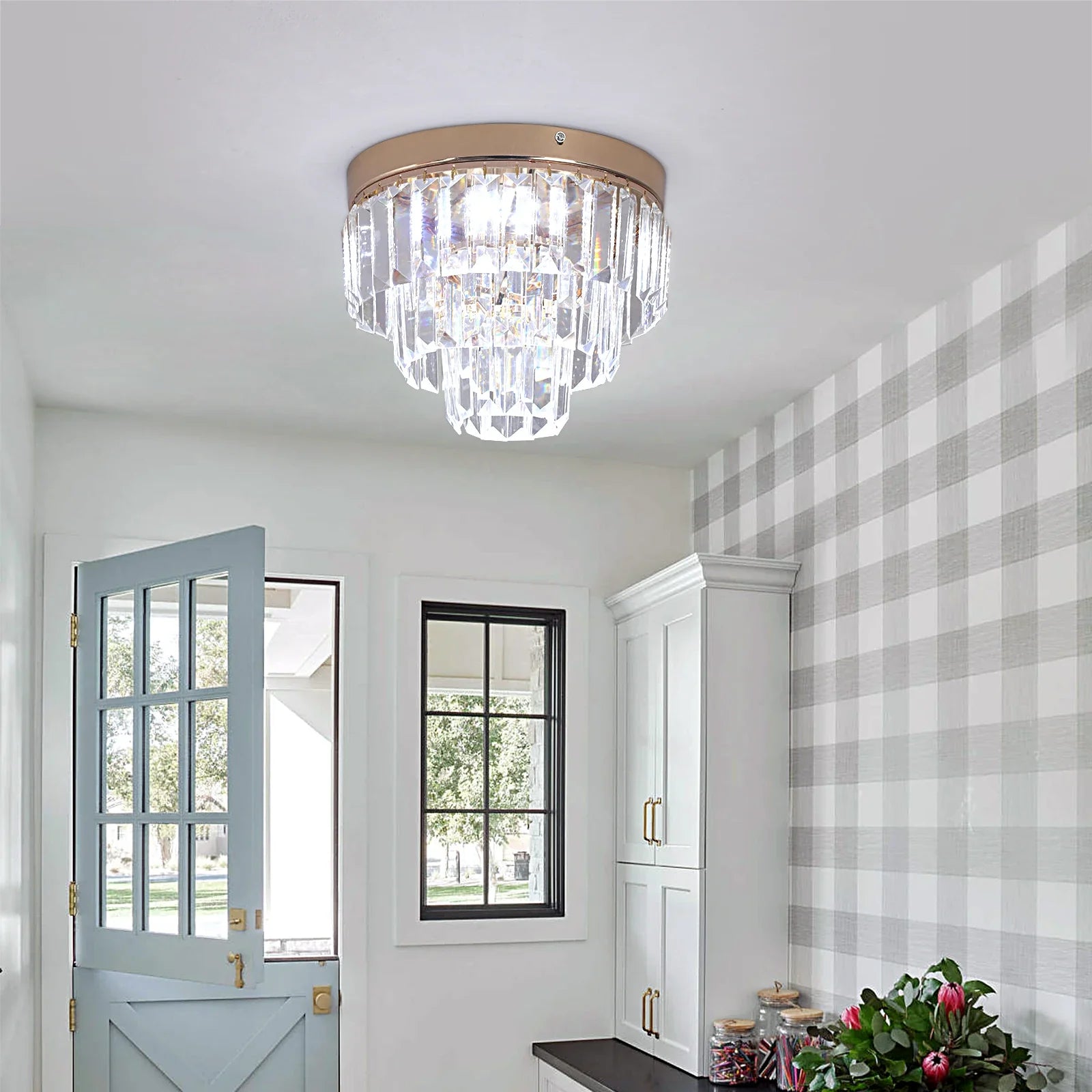 Modern K9 Crystal LED Pendant Light for Home Décor, Kitchen, Dining, and Living Room