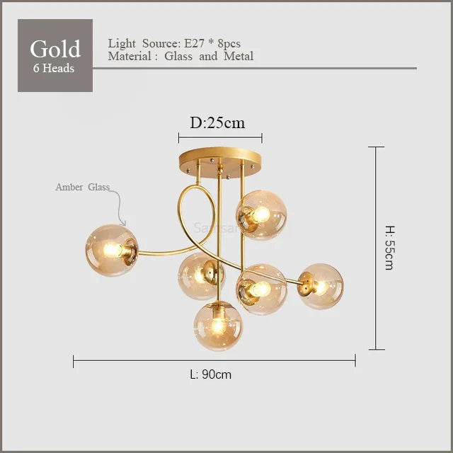 Modern Minimalist Nordic Gold LED Magic Bean Pendant Light