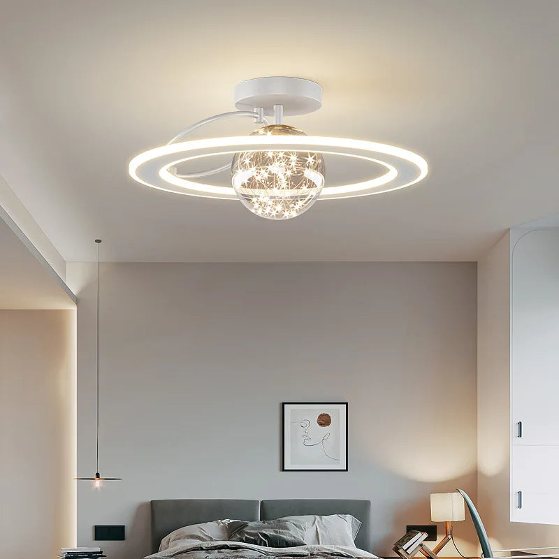 Luxury Modern LED Chandelier with Gold Glass Spheres