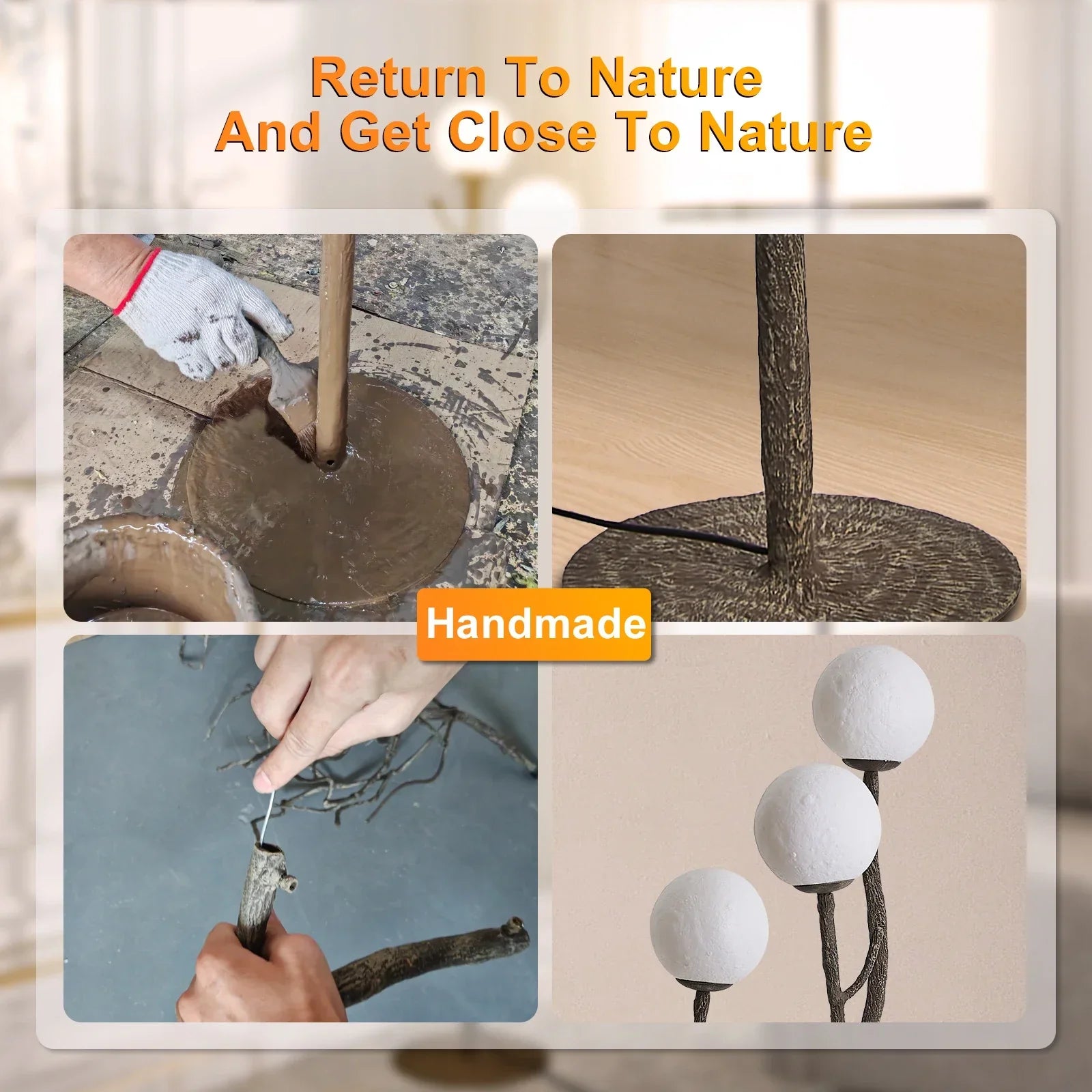 Handmade Metal Floor Lamp Inspired by Nature