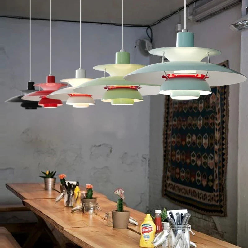Modern Colorful LED Pendant Umbrella Chandelier for Dining Room, Bar, and Restaurant Lighting