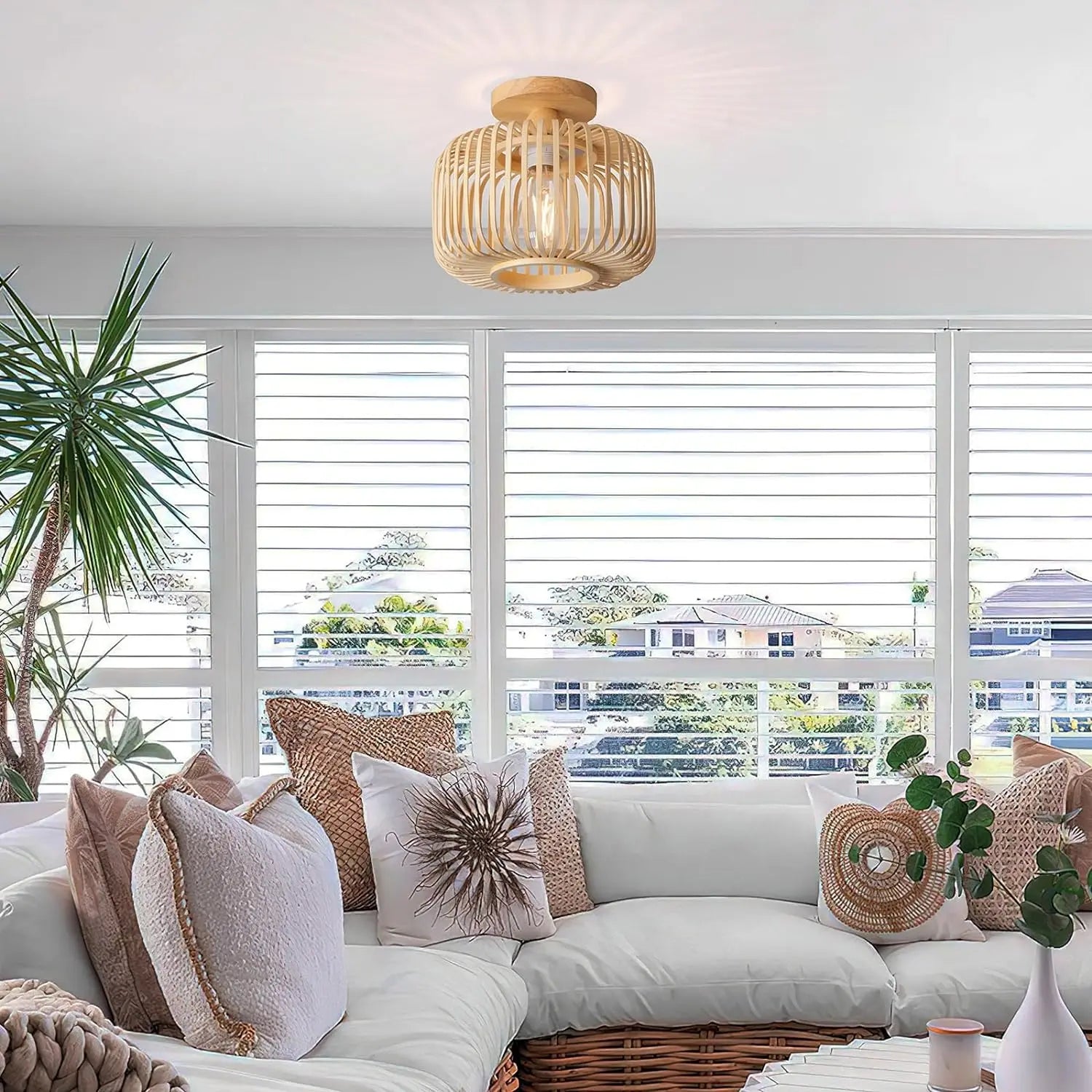 Handwoven Bamboo Ceiling Light for Creative Decor