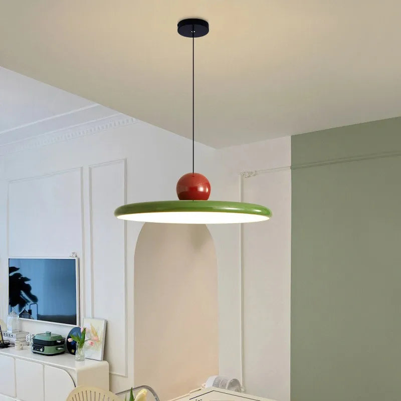 Nordic Cream LED Pendant Light - UFO Style for Living Room, Bedroom, Restaurant & Hotel Indoor Lighting