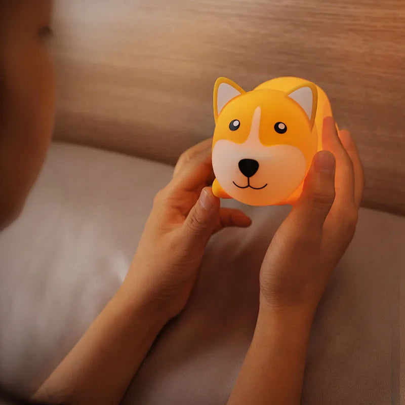 Touch Sensor LED Night Light - Cute Silicone Dog for Kids