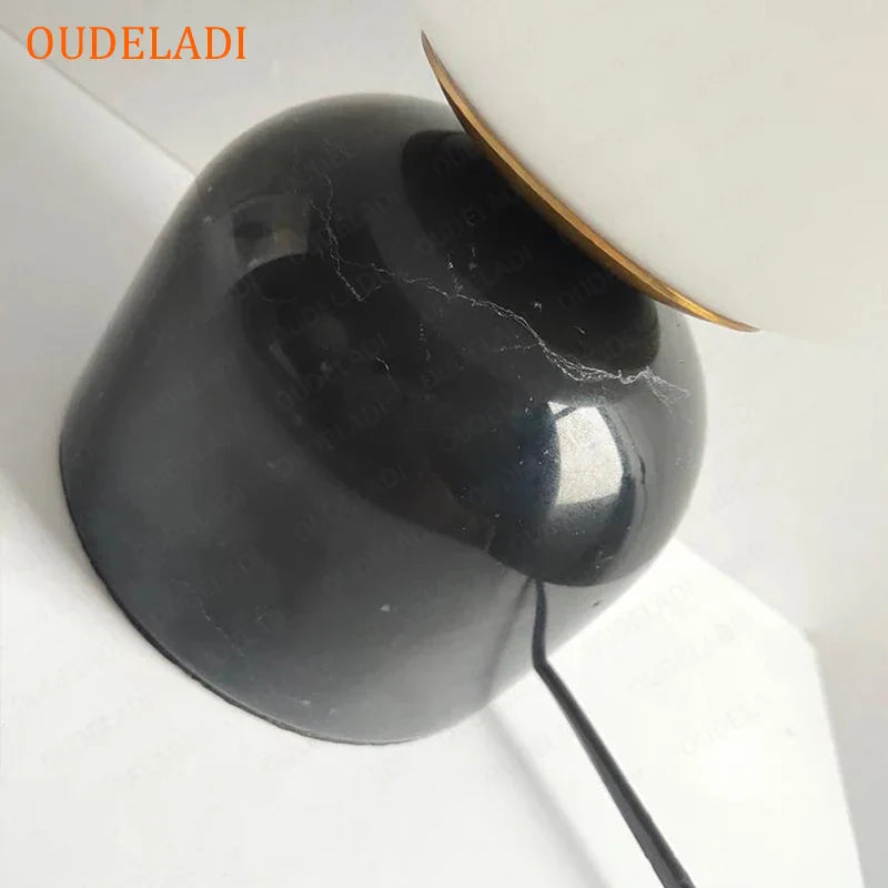 Modern Marble LED Desk Lamp with Glass Orb