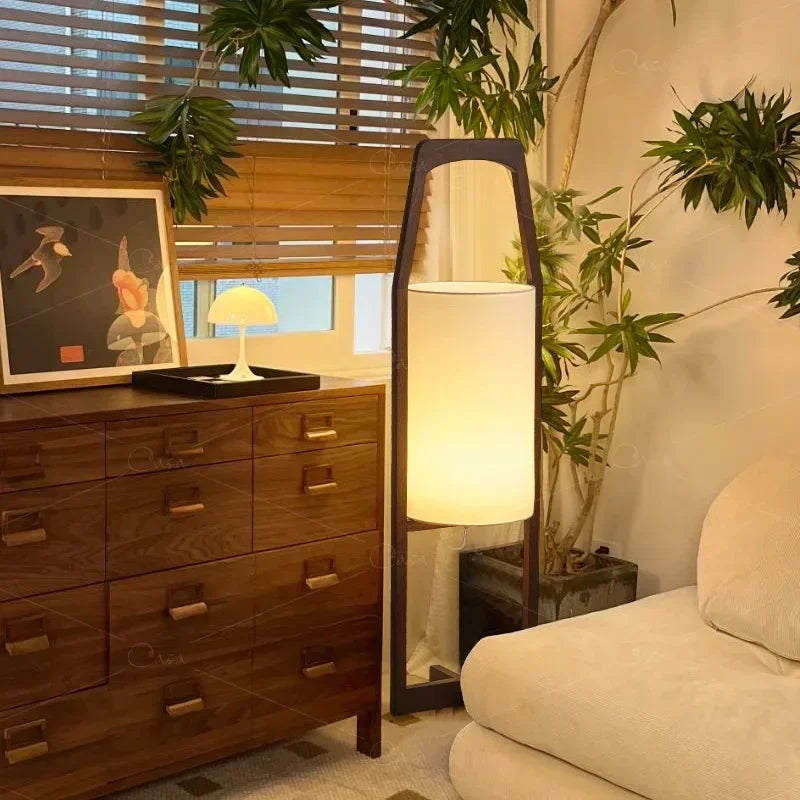 Wabi Sabi Japanese Wooden Floor Lamp for Zen Home Decor