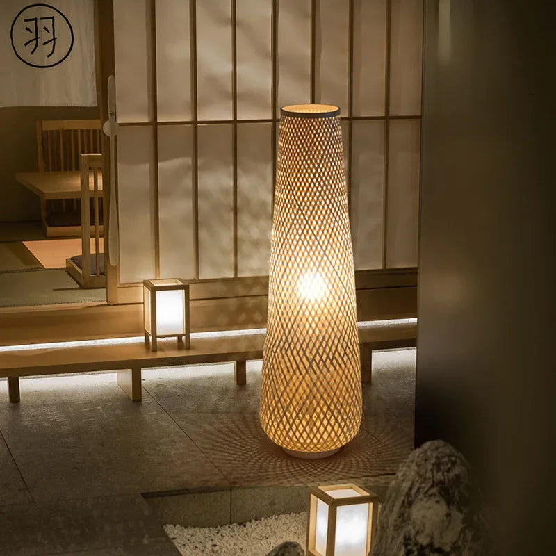 Zen Japanese Bamboo Floor Lamp for Indoor Decor