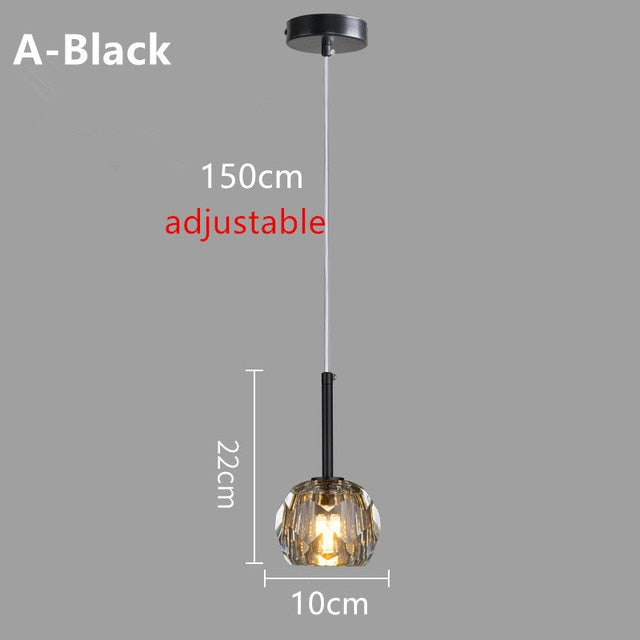 Modern LED Pendant Light with Crystal Shade - Ansley