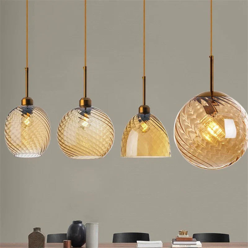 Modern Water Grain Glass LED Pendant Light for Home Decor