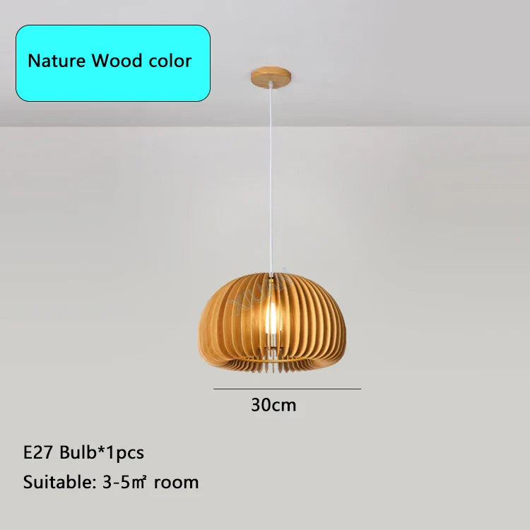 Nordic Natural Wood Pumpkin Pendant Light