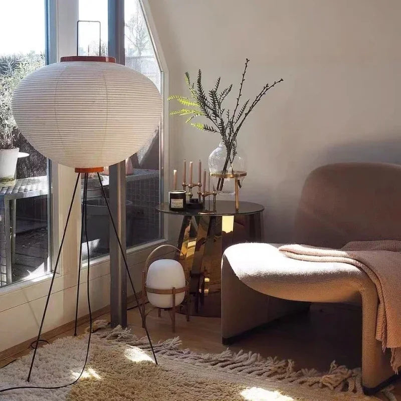 Vintage Nordic Wabi Sabi Rice Paper Floor Lamp