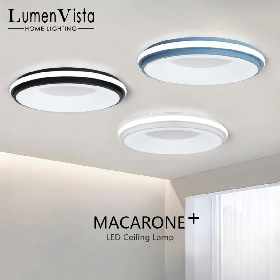 Modern Nordic LED Macaron Circular Ceiling Light for Kids Room & Living Room