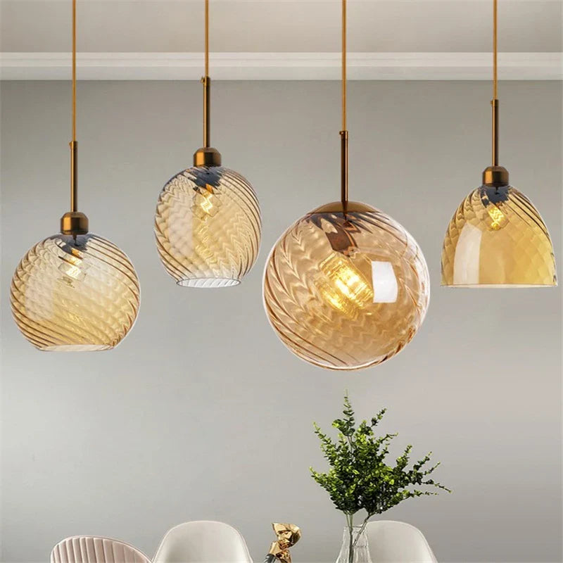 Modern Water Grain Glass LED Pendant Light for Home Decor
