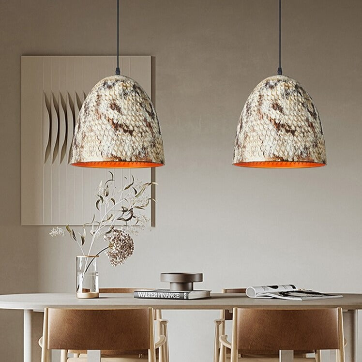 Modern Suspension Light with Python Print Shade