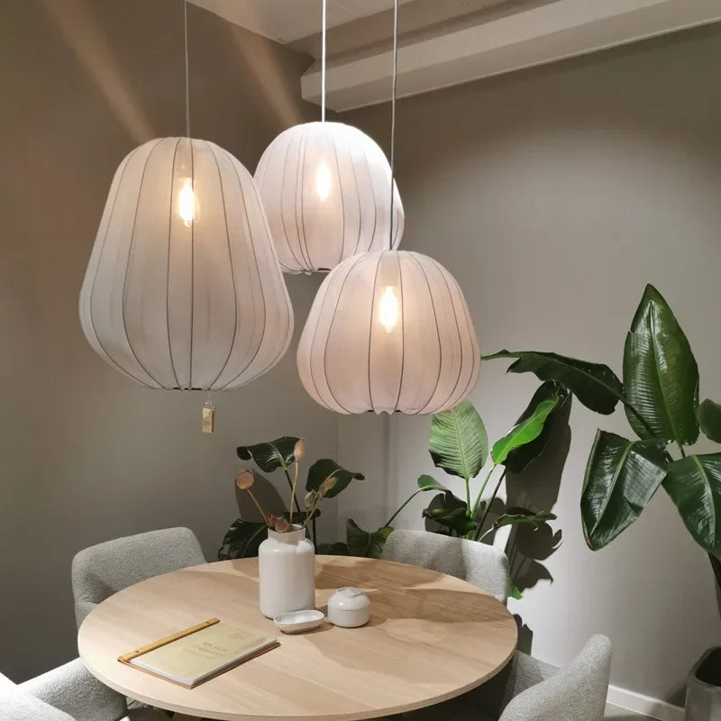 Wabi-Sabi Fabric Pendant Light for Restaurant and Bar Decor