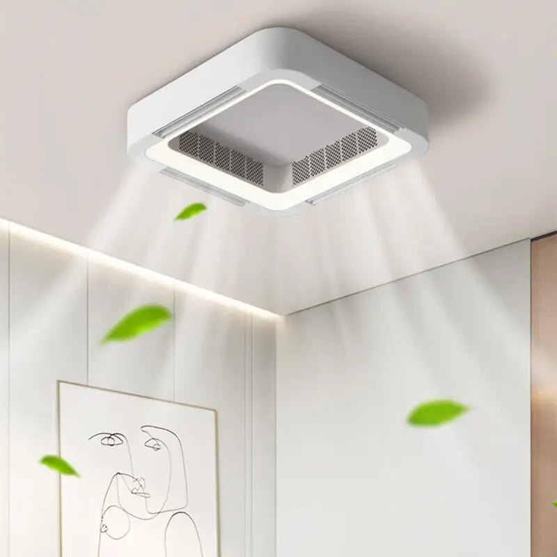 Smart White Square Ceiling Fan with App Control
