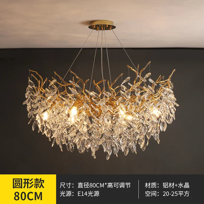Modern Clear Crystal Chandelier with Adjustable Metal Lighting