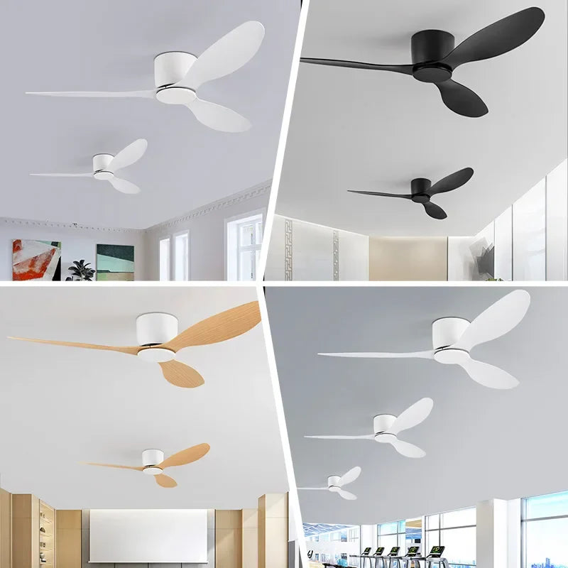 Simple Modern Ceiling Fans with Remote Control - No Light