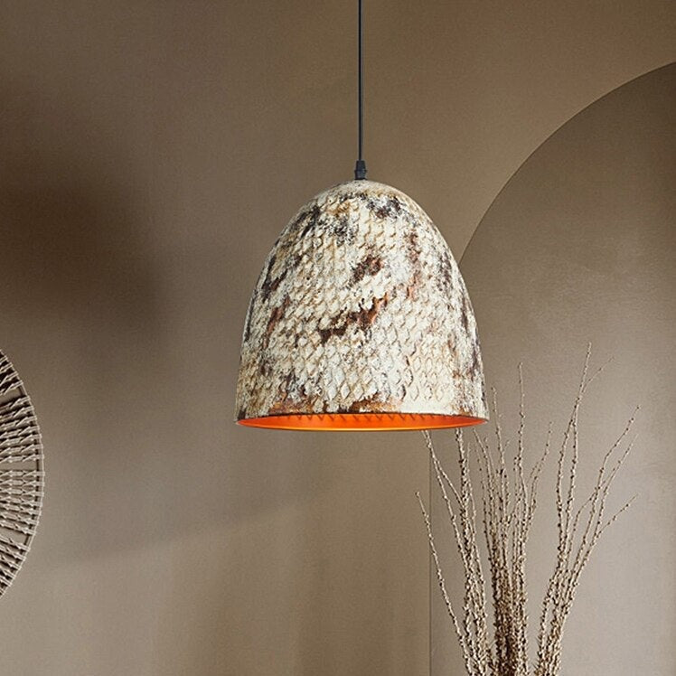Modern Suspension Light with Python Print Shade