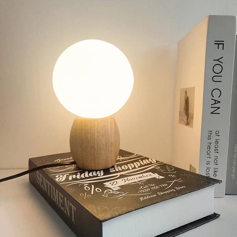 LED Wood Ball Table Lamp