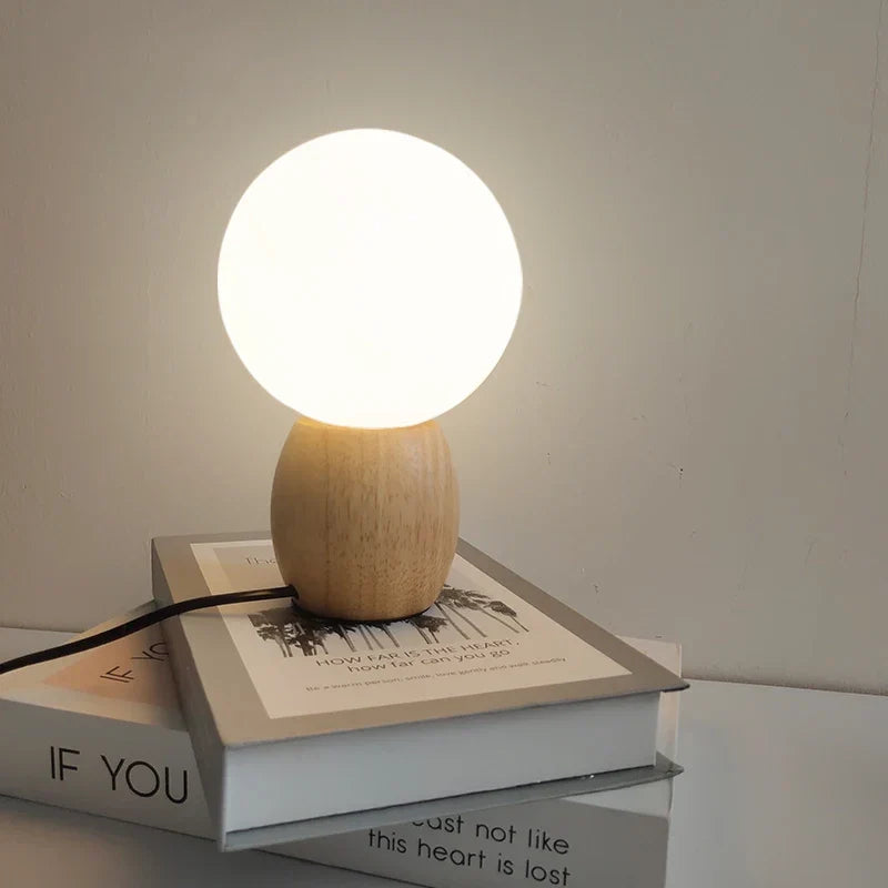 LED Wood Ball Table Lamp