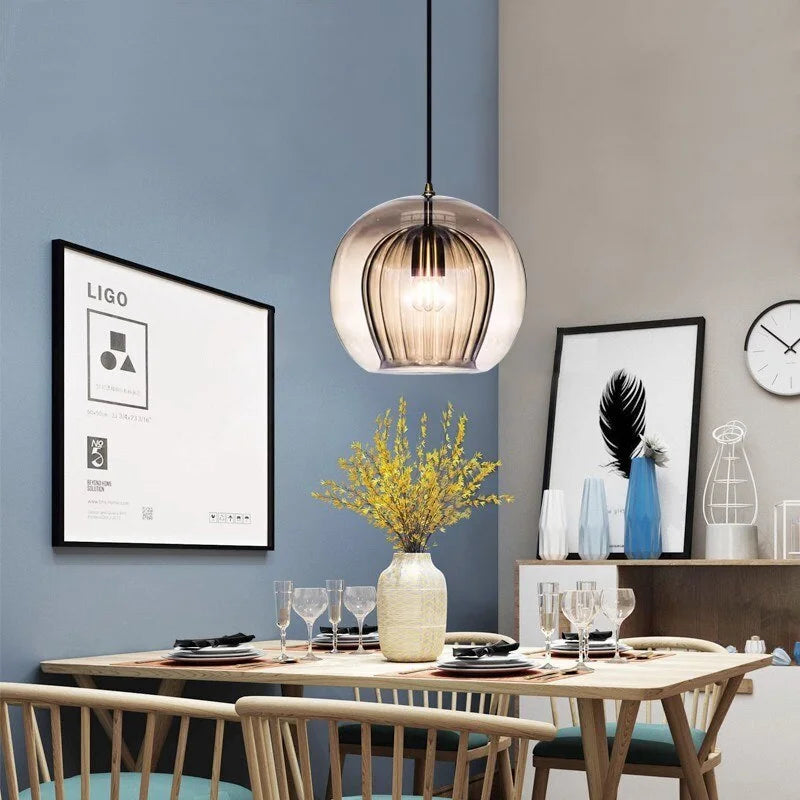 Smoke Gray Nordic Design Glass LED Pendant Light