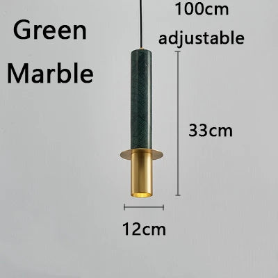 Marble Pendant Light with Metal LED Shade
