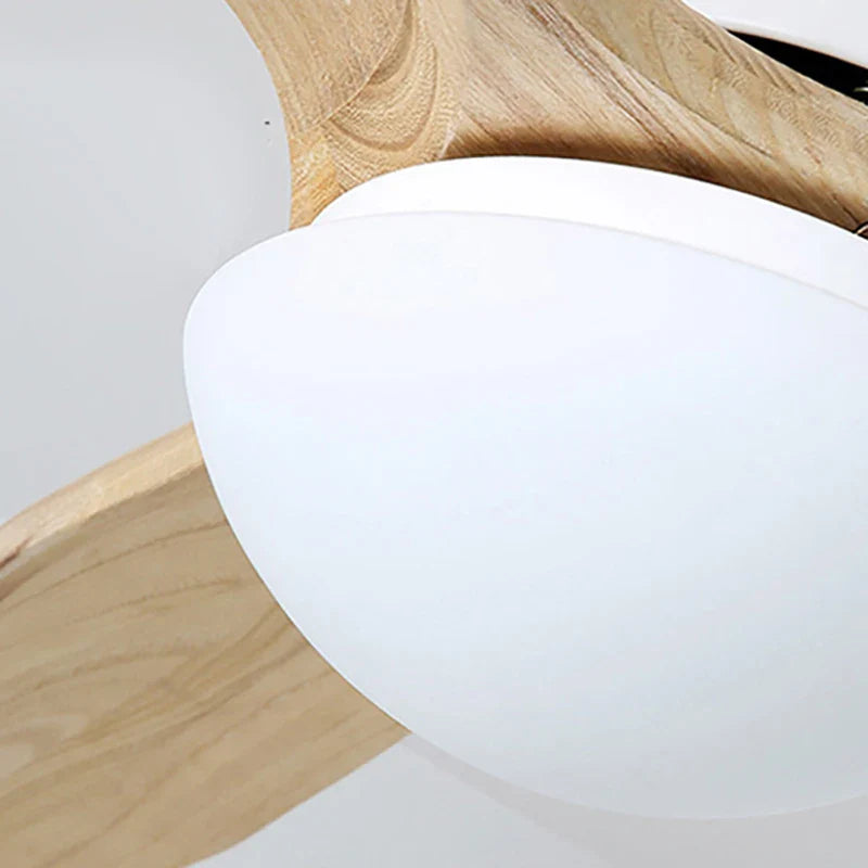 Nordic Ceiling Fan with Remote Light in Wood and Metal