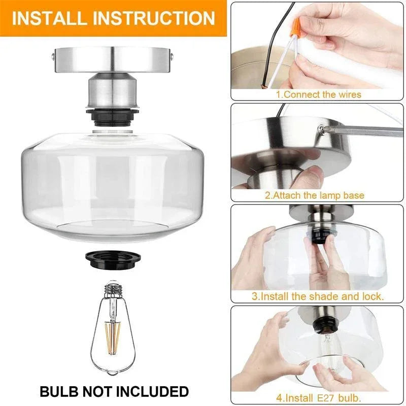 Modern Nordic Glass LED Ceiling Light for Home Decor