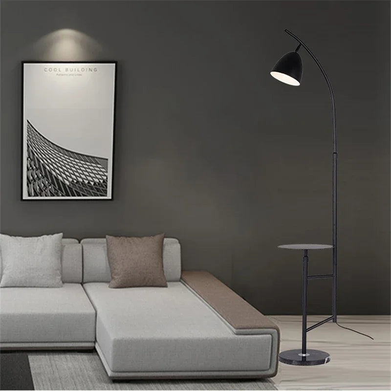 Nordic Design Gold Shelf Floor Lamp for Living Room, Marble Nightstand Light