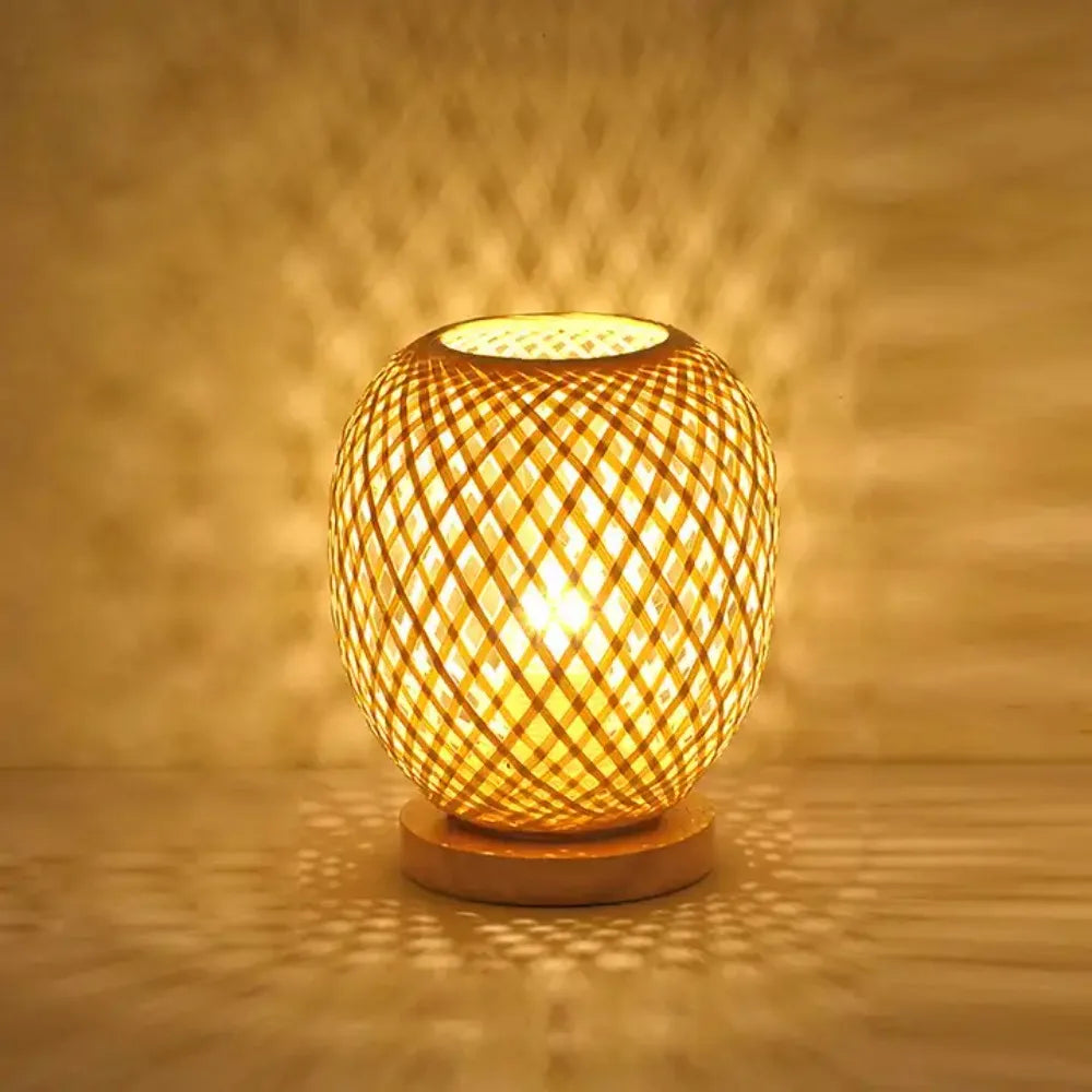 Vintage Bamboo Rattan Decorative Desk Lamp