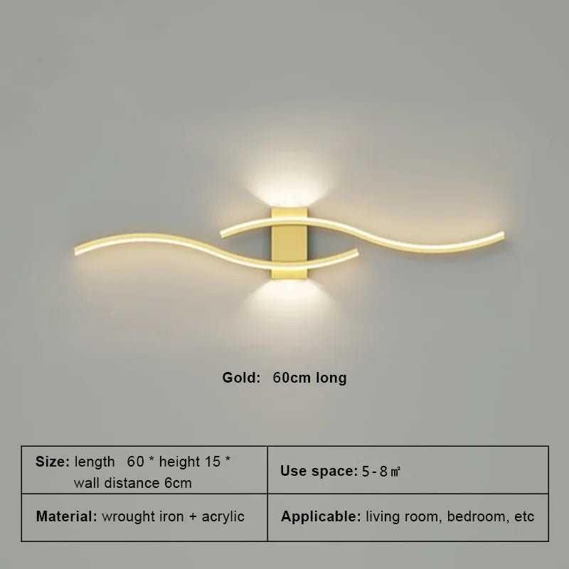 LED Wall Sconce - Long Strip Light for TV Background Decor in Bedroom and Living Room