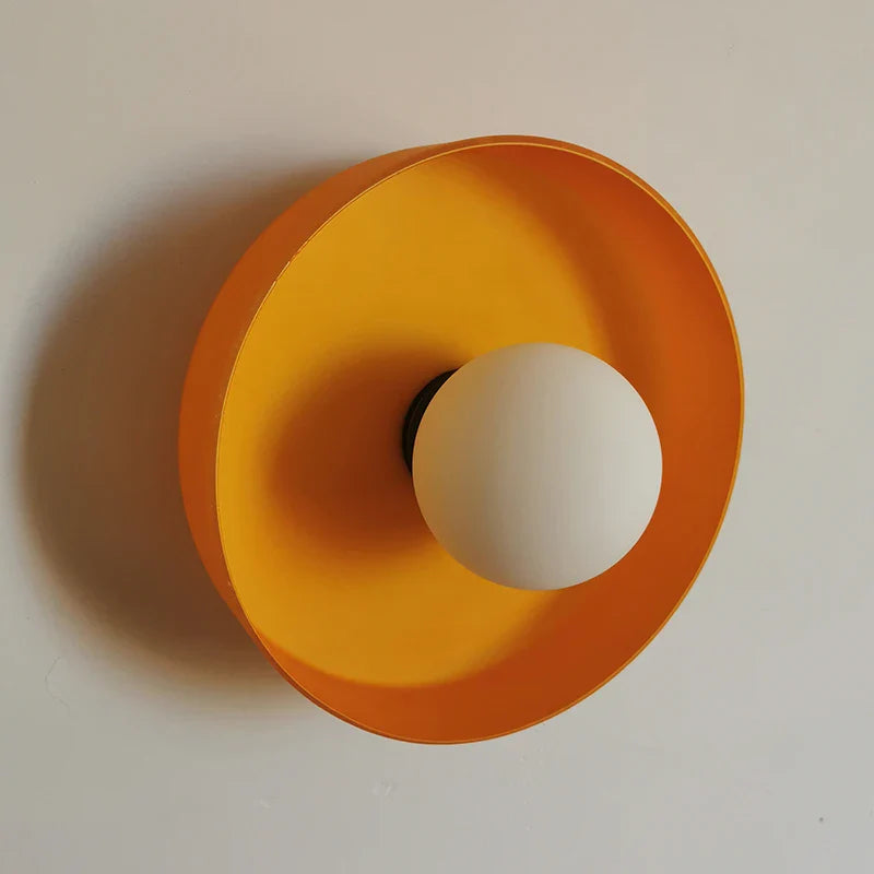 Italian Glass Wall Sconce in White, Green, and Orange